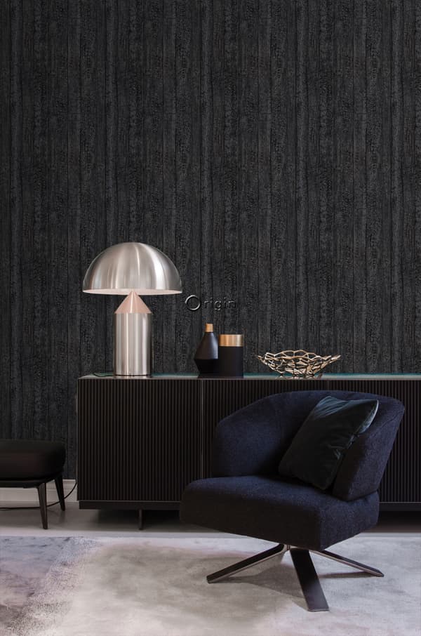 Origin Wallcoverings tapet træplanker sort 53 cm x 10,05 m