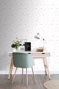 Miniatyrbild 5 av 8: Origin Wallcoverings tapet polkaprickar puderrosa, pastellila och pastellfärgat persika 53 cm x 10,05 m