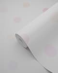 Miniatyrbild 6 av 8: Origin Wallcoverings tapet polkaprickar puderrosa, pastellila och pastellfärgat persika 53 cm x 10,05 m