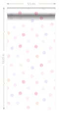 Miniatyrbild 8 av 8: Origin Wallcoverings tapet polkaprickar puderrosa, pastellila och pastellfärgat persika 53 cm x 10,05 m