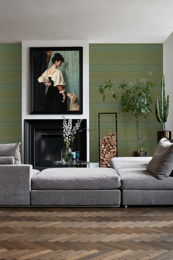 Origin Wallcoverings tapet vævet struktur med gradientfarver mosgrønt 0,53 x 10,05 m