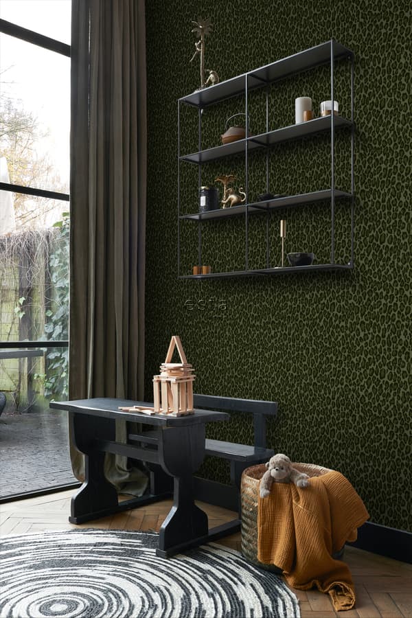 ESTAhome tapet leopardskinn mörkgrönt 0,53 x 10,05 m