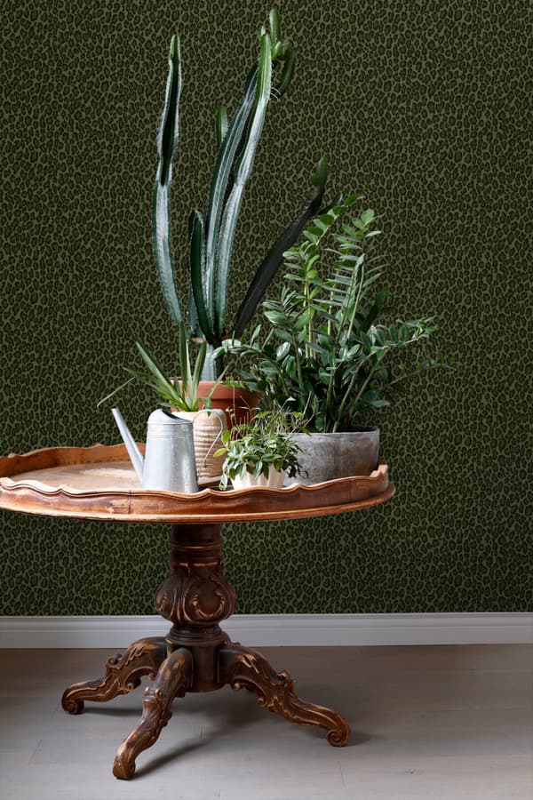 ESTAhome tapet leopardskinn mörkgrönt 0,53 x 10,05 m