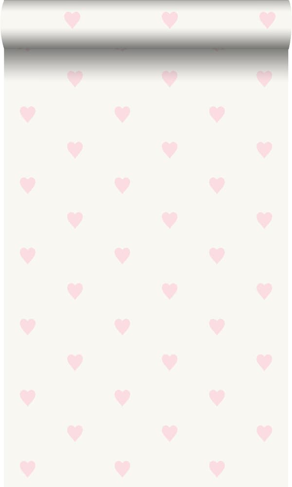 Origin Wallcoverings tapet små hjärtan glänsande vitt och rosa 0,53 x 10,05 m