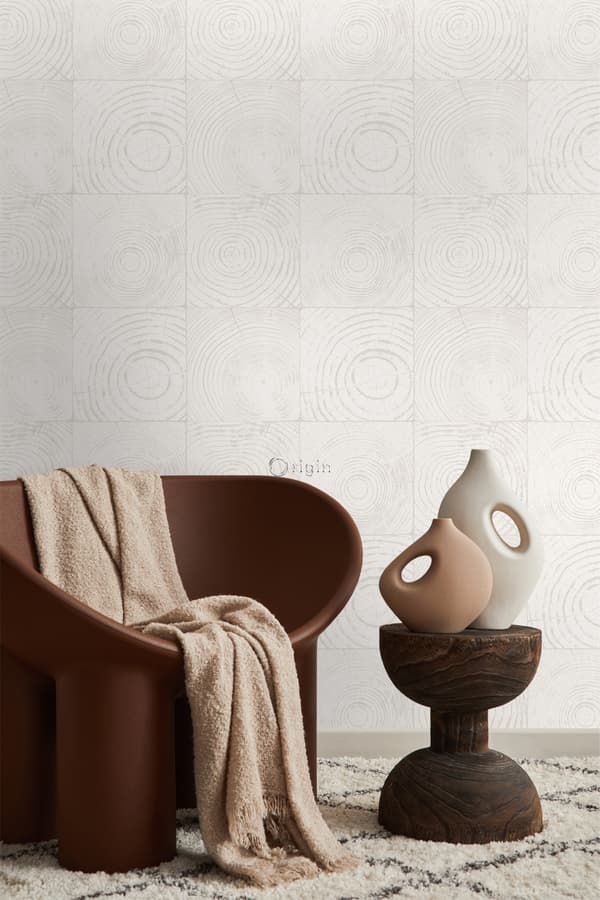 Origin Wallcoverings tapet tvärsnitt trädstammar benvitt 53 cm x 10,05 m