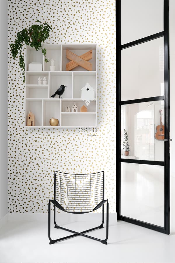 ESTAhome tapet terrazzo vitt och guld 0,53 x 10,05 m