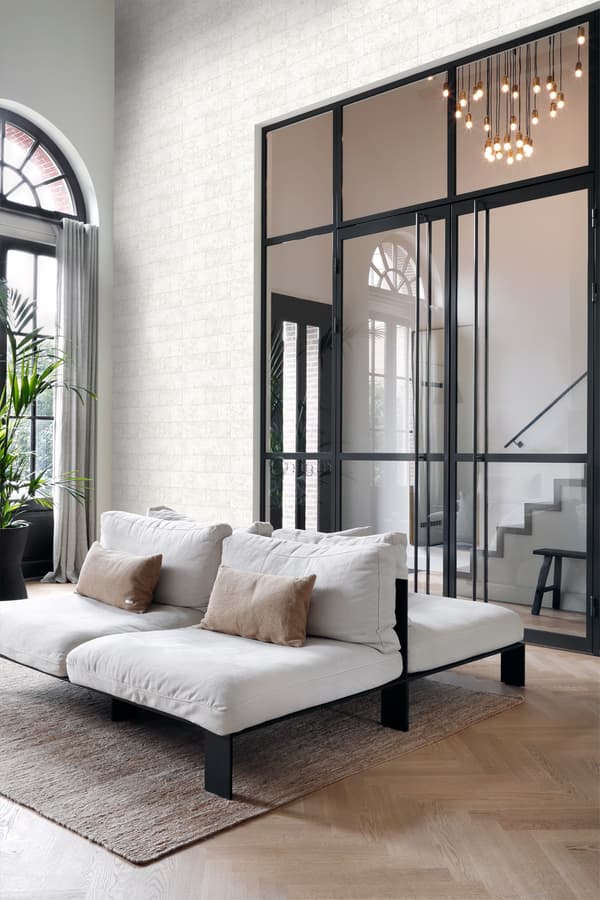 Origin Wallcoverings tapet kalksten i halvstensmur benfärgat 53 cm x 10,05 m