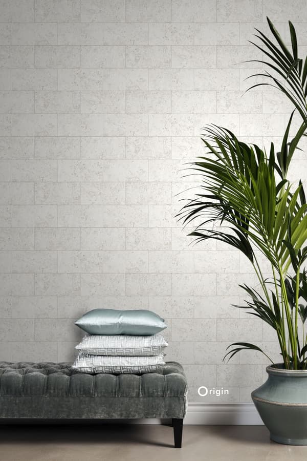 Origin Wallcoverings tapet kalksten i halvstensmur benfärgat 53 cm x 10,05 m