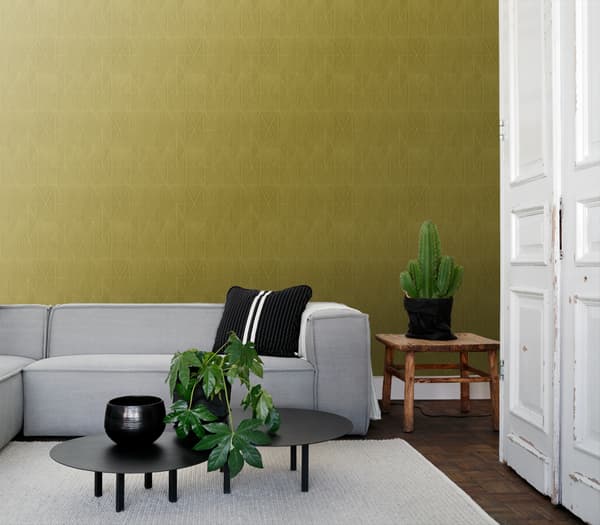 ESTAhome tapet origamimotiv okkergult 0,53 x 10,05 m