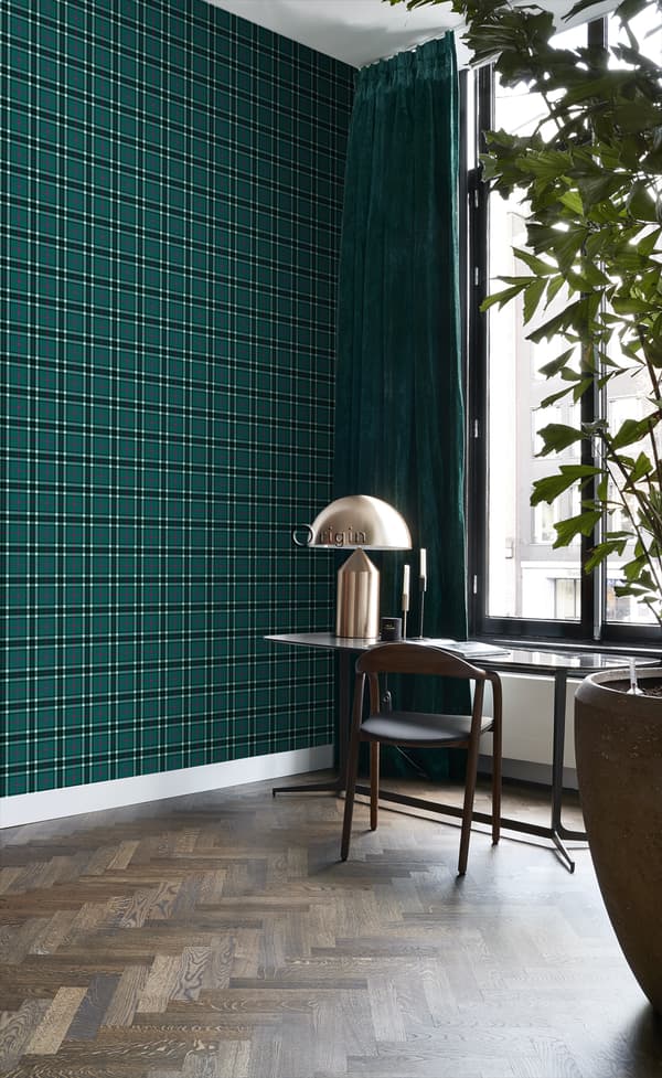 Origin Wallcoverings tapet rutor smaragdgrönt - 347468 - 53 cm x 10,05 m