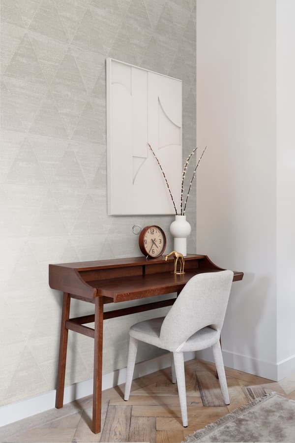 Origin Wallcoverings tapet slitna metalltrianglar varm silver 53 cm x 10,05 m