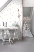 Miniatyrbild 4 av 7: ESTAhome tapet grafiska trianglar guldglänsande och vitt 53 cm x 10,05 m