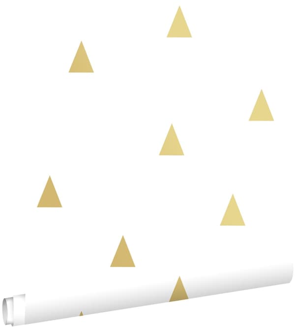ESTAhome tapet grafiska trianglar guldglänsande och vitt 53 cm x 10,05 m