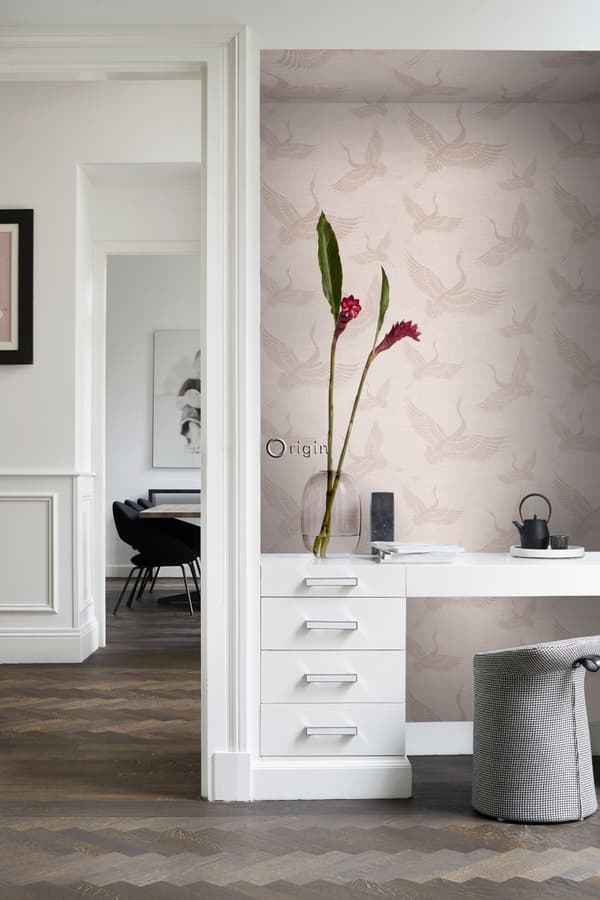 Origin Wallcoverings tapet kranfåglar antikrosa 0,53 x 10,05 m