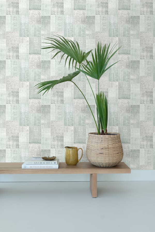 ESTAhome tapet orientalsk ibiza marrakech kelim kludetæppe mintgrønt 53 cm x 10,05 m