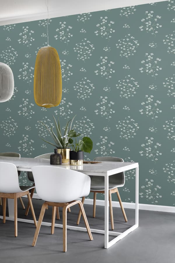ESTAhome tapet blomstrende grene benzingrønt 0,53 x 10,05 m