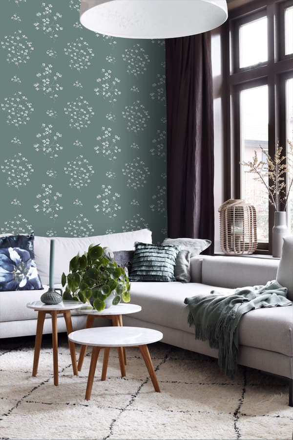 ESTAhome tapet blomstrende grene benzingrønt 0,53 x 10,05 m