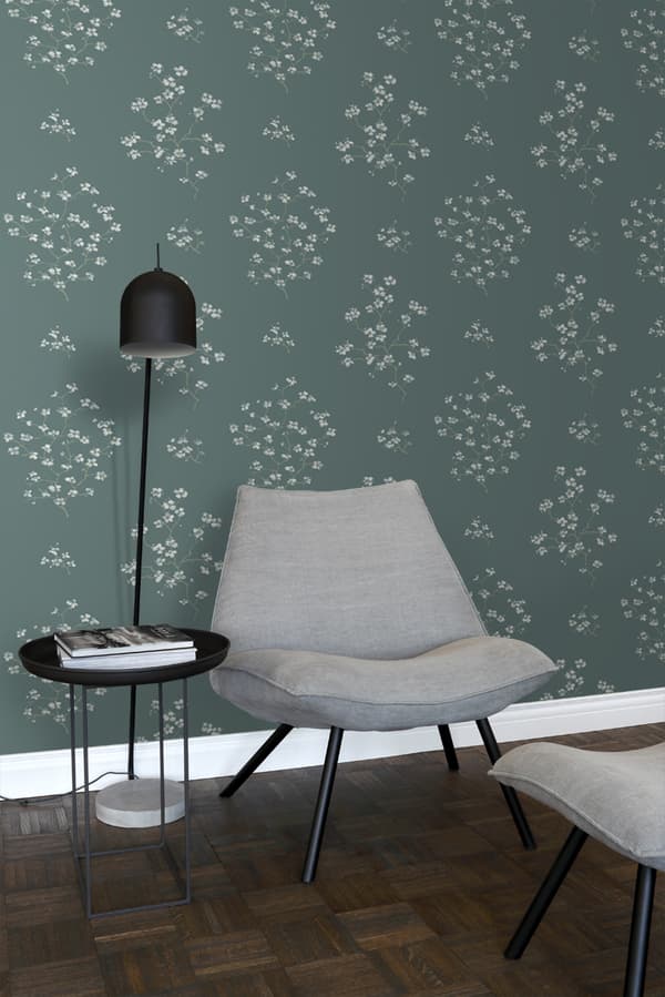 ESTAhome tapet blomstrende grene benzingrønt 0,53 x 10,05 m
