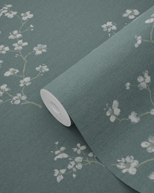 ESTAhome tapet blomstrende grene benzingrønt 0,53 x 10,05 m