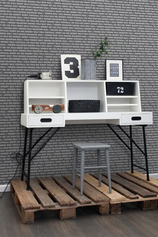 ESTAhome tapet sportstekster mørkegråt 53 cm x 10,05 m