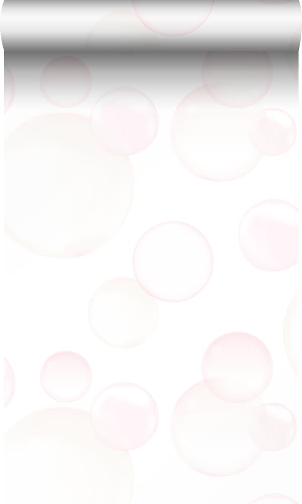 Origin Wallcoverings tapet flytande bubblor matt vitt, puderrosa och pastellfärgat persika 53 cm x 10,05 m