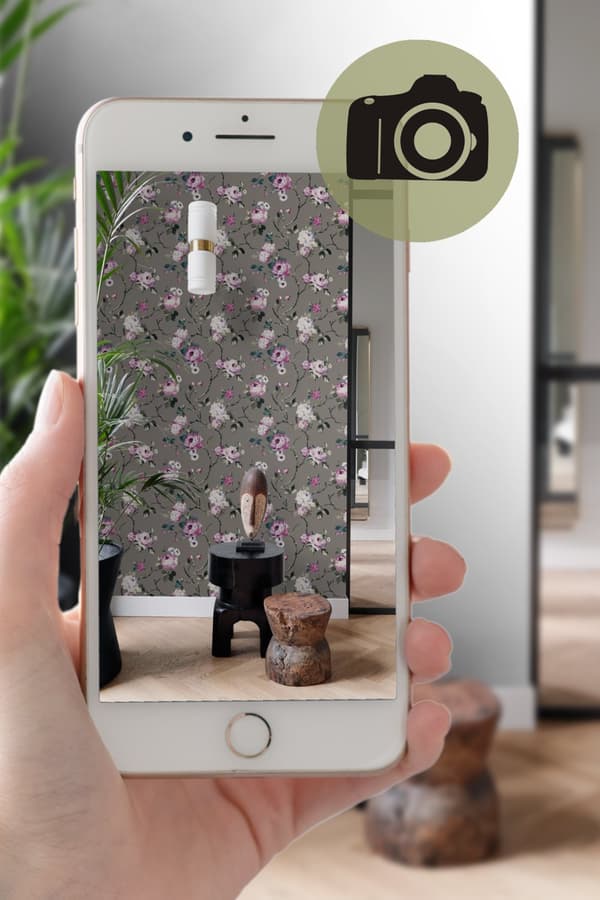 Origin Wallcoverings tapet blommor mullvadsgrått och syrénlila 53 cm x 10,05 m