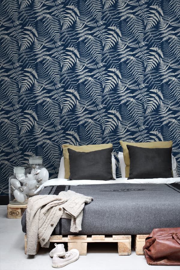ESTAhome tapet bregner indigoblåt - 139000 - 0,53 x 10,05 m