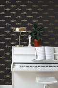 Miniatyrbild 5 av 8: ESTAhome tapet teknad fisk svart och guld 0,53 x 10,05 m