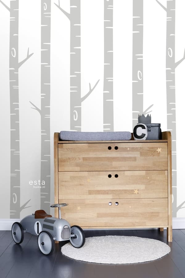 ESTAhome fototapet  birkestammer gråt 150 x 279 cm