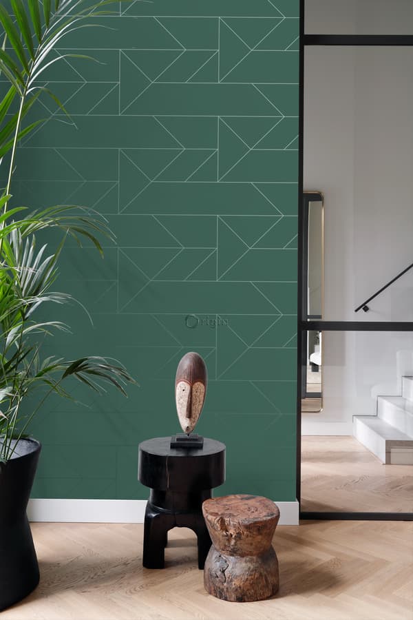Origin Wallcoverings tapet grafiska linjer mörkgrönt 0,53 x 10,05 m