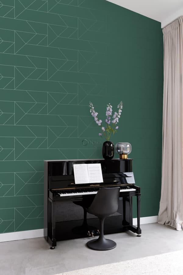 Origin Wallcoverings tapet grafiska linjer mörkgrönt 0,53 x 10,05 m