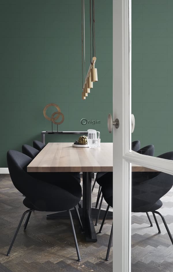 Origin Wallcoverings tapet grafiska linjer mörkgrönt 0,53 x 10,05 m
