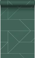 Miniatyrbild 1 av 8: Origin Wallcoverings tapet grafiska linjer mörkgrönt 0,53 x 10,05 m