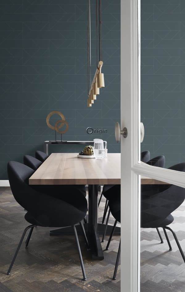 Origin Wallcoverings tapet grafiske linjer mørkeblåt 0,53 x 10,05 m