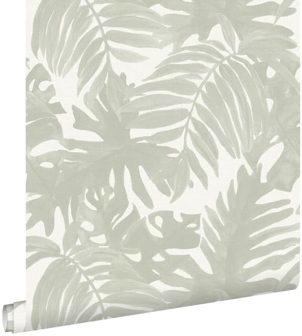 ESTAhome tapet tropiska blad ljusgrått - 138989 - 0,53 x 10,05 m