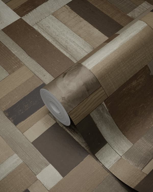 Origin Wallcoverings tapet träskräp plankor motiv mörkbrunt 53 cm x 10,05 m