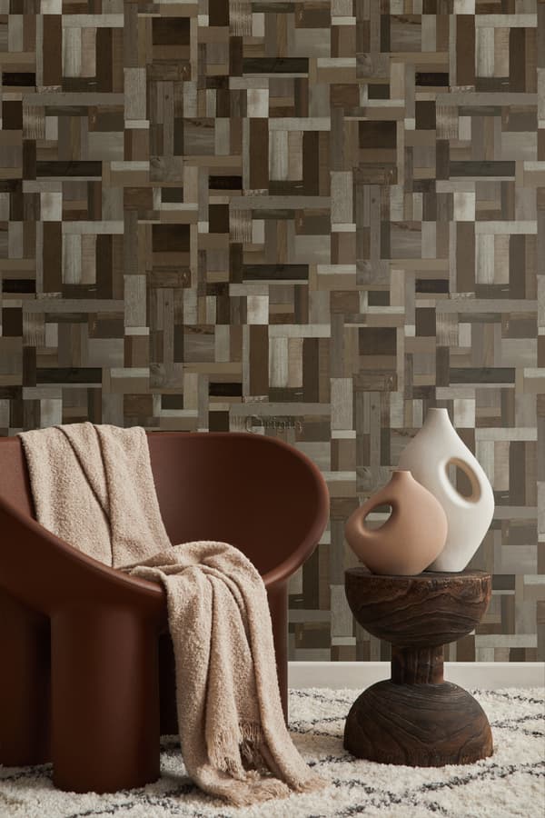 Origin Wallcoverings tapet träskräp plankor motiv mörkbrunt 53 cm x 10,05 m