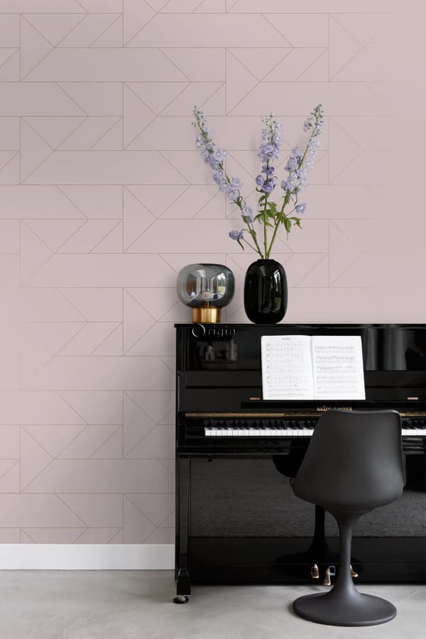Origin Wallcoverings tapet grafiske linjer antikrosa og guld 0,53 x 10,05 m