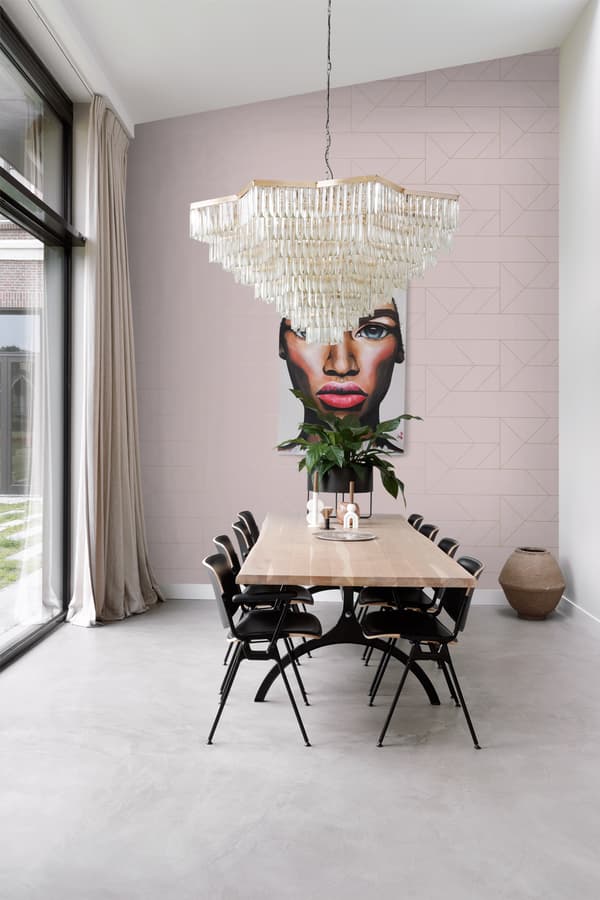 Origin Wallcoverings tapet grafiske linjer antikrosa og guld 0,53 x 10,05 m