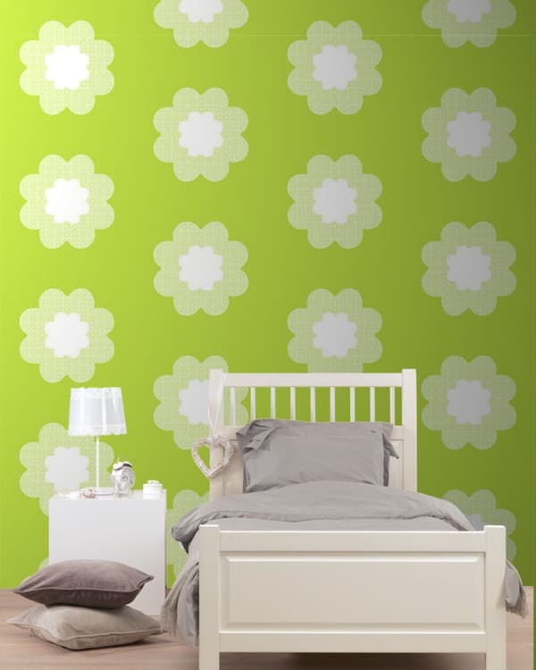 ESTAhome tapet spetsblommor limegrönt 53 cm x 10,05 m