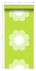Miniatyrbild 5 av 5: ESTAhome tapet spetsblommor limegrönt 53 cm x 10,05 m