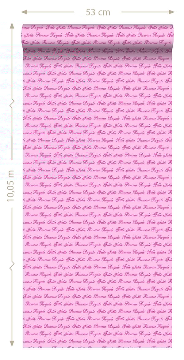 ESTAhome tapet prinsess-ord rosa 53 cm x 10,05 m