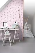 Miniatyrbild 3 av 8: ESTAhome tapet fåglar milt rosa 53 cm x 10,05 m