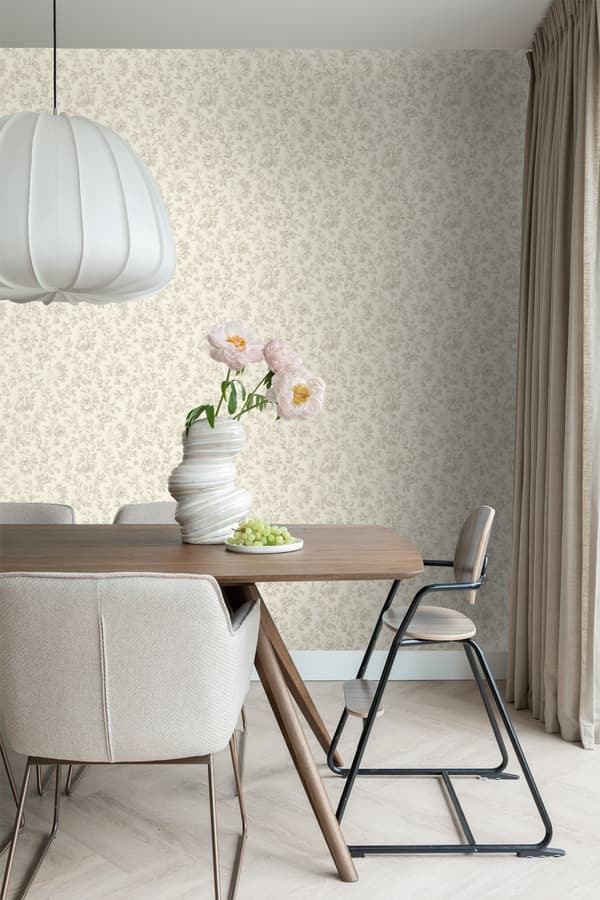 ESTAhome tapet eleganta blommor brunt 53 cm x 10,05 m