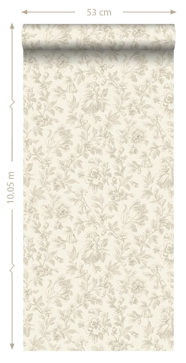 ESTAhome tapet eleganta blommor brunt 53 cm x 10,05 m