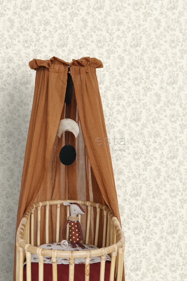 ESTAhome tapet eleganta blommor brunt 53 cm x 10,05 m