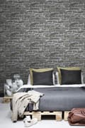 Miniatyrbild 4 av 8: ESTAhome tapet tegelvägg mörkgrått 53 cm x 10,05 m