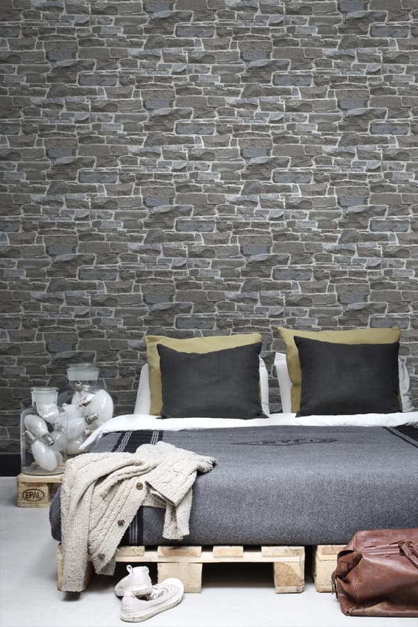 ESTAhome tapet tegelvägg mörkgrått 53 cm x 10,05 m