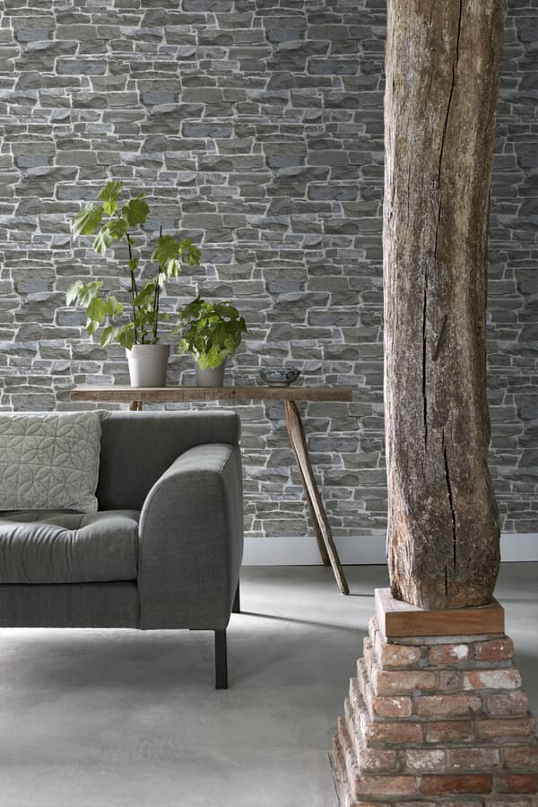 ESTAhome tapet tegelvägg mörkgrått 53 cm x 10,05 m