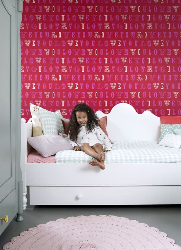 ESTAhome tapet love you - citater rødt og lyserødt 53 cm x 10,05 m